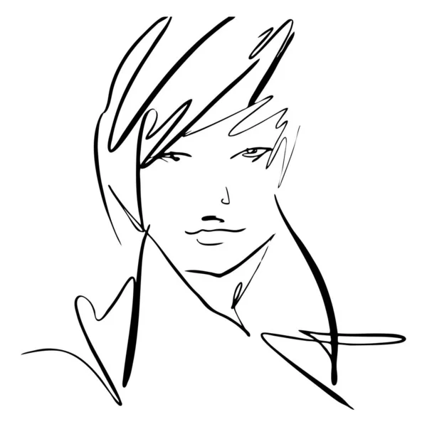 Jeune Homme Portrait Abstrait Line Art Croquis Rapide Illustration Vectorielle — Image vectorielle