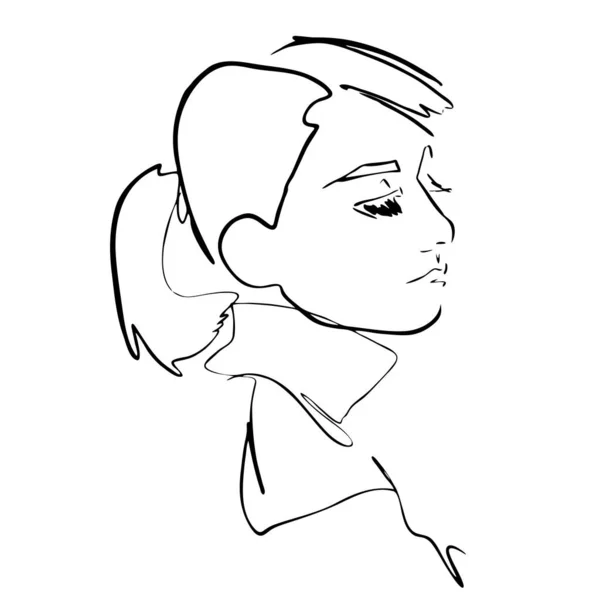 Módní Žena Abstraktní Portrét Line Art Rychlá Kresba Vektorová Módní — Stockový vektor