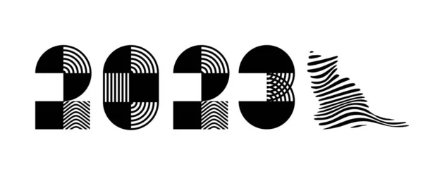 Frohes Neues Jahr 2023 Trendige Schrift Retro Bauhaus Design Mit — Stockvektor