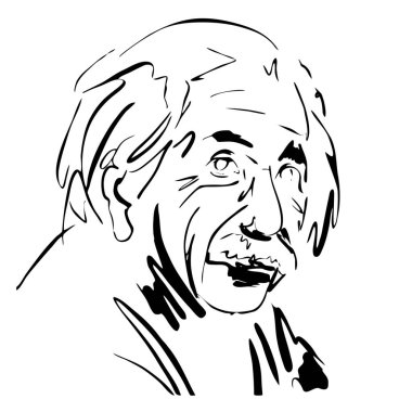 Erkek kafası, soyut portre. Yaşlı bir adamın vektör çizimi, çizgi sanatı, hızlı çizim, minimalist