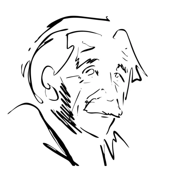 Erkek Kafası Soyut Portre Yaşlı Bir Adamın Vektör Çizimi Çizgi — Stok Vektör