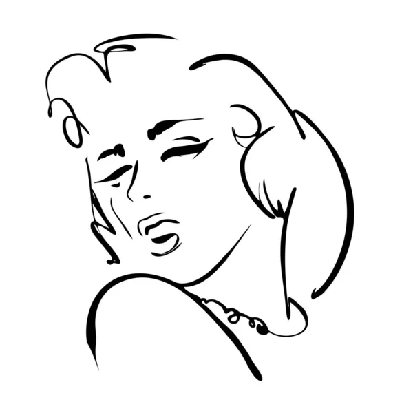 Portrait Abstrait Femme Mode Line Art Croquis Rapide Minimaliste Beauté — Image vectorielle