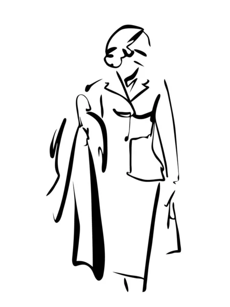 Женская Мода Абстрактный Портрет Линейное Искусство Быстрый Эскиз Векторная Мода — стоковый вектор