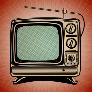 Retro TV seti, pop sanat çizgi romanı çizimi