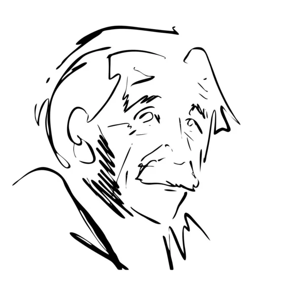 男人的头 抽象的肖像 一个老人的矢量图解 线条艺术 简约主义 — 图库矢量图片