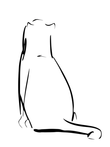 インクで描かれた猫の肖像画 ベクトルイラスト クイックスケッチ ラインアートを歩く — ストックベクタ