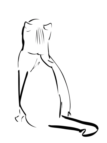 インクで描かれた猫の肖像画 ベクトルイラスト クイックスケッチ ラインアートを歩く — ストックベクタ