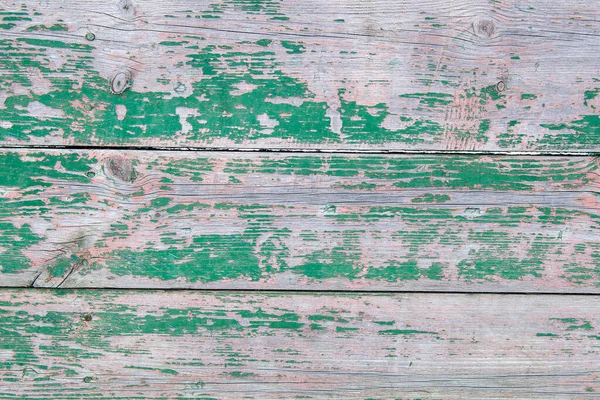 Achtergrond Van Houten Planken Met Oude Schilferende Groene Verf — Stockfoto
