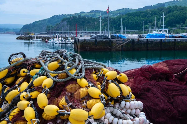 Reti Pesca Nel Porto Getaria Spagna — Foto Stock
