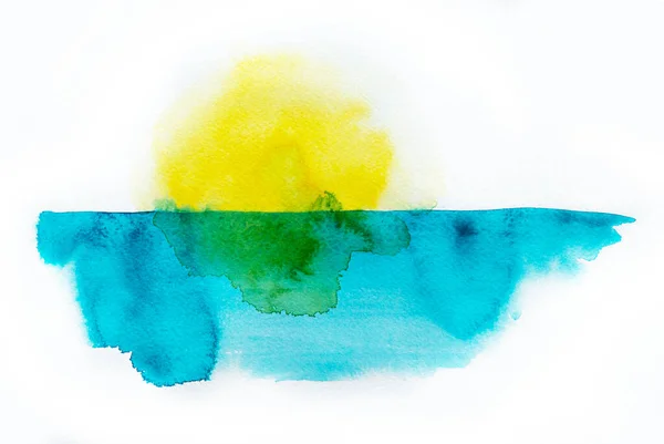 Abstrakcyjny Krajobraz Morza Słońca Ręcznie Rysowany Akwarela Ilustracja — Zdjęcie stockowe