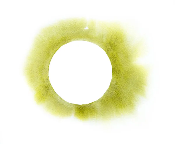 Fundo Geométrico Abstrato Círculo Amarelo Verde Ilustração Aquarela Desenhada Mão — Fotografia de Stock