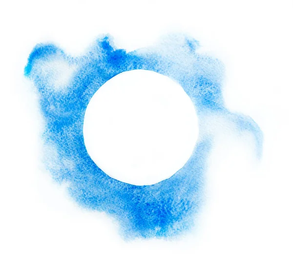 蓝色边框圆 手绘水彩画的几何背景 — 图库照片