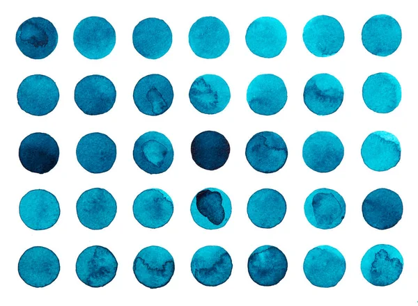 Абстрактный Геометрический Фон Синих Кругов Рисунок Акварелью Вручную — стоковое фото