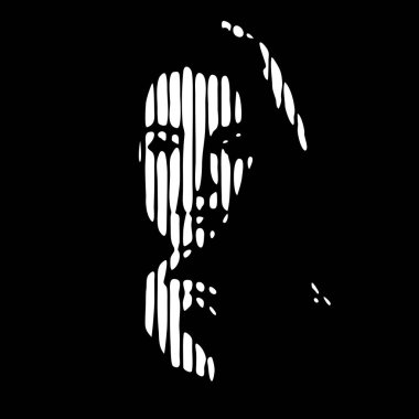 Genç kadın portresi. Çizgileri olan soyut, güzel bir kadın yüzü. Kız, minimalist güzellik ve moda tasarımı, vektör illüstrasyonu