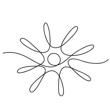 Güneş, sürekli çizgi çizimi, vektör illüstrasyonu