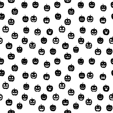 Cadılar Bayramı balkabağı kafaları, tekrarlanan kusursuz desenler, duvar kağıdı çizimi