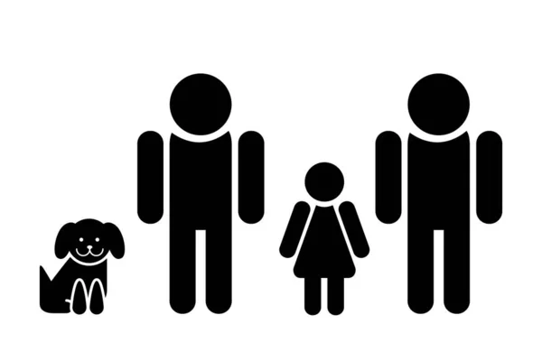 Famille Non Traditionnelle Avec Deux Pères Enfant Chien Concept Design — Image vectorielle