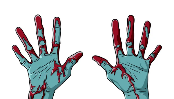 Zombie Hands Covered Blood Halloween Banner Vector Illustration — Stock Vector