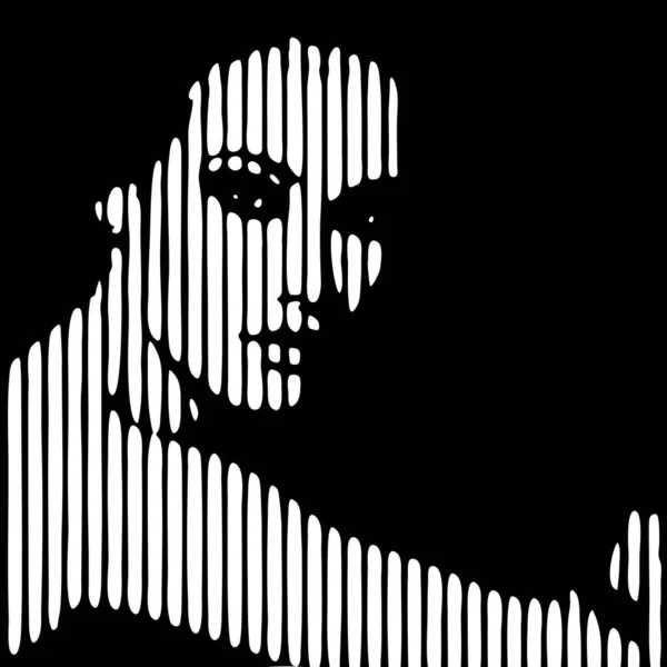 Ung Kvinna Abstrakt Vacker Kvinnlig Ansikte Ritning Med Linjer Flicka — Stock vektor