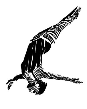 Kadın yüzücü havuzda suya dalıyor. Modern, soyut vektör çizimi.