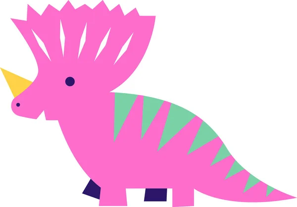 Papier Gesneden Cartoon Dinosaurus Triceratops Vectorillustratie — Stockvector