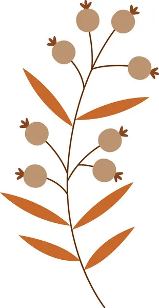 Autumn Flat Berry Foliage Vector Illustration — Stock Vector