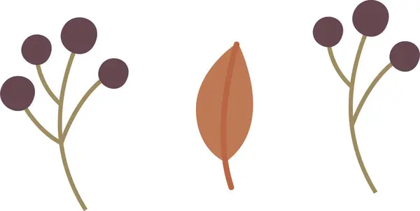 Φθινόπωρο Floral Berry Και Leaf Εικονογράφηση Διανύσματος — Διανυσματικό Αρχείο