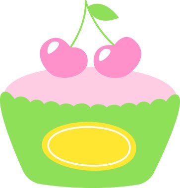 Kirazlı tatlı kek. Vektör illüstrasyonu