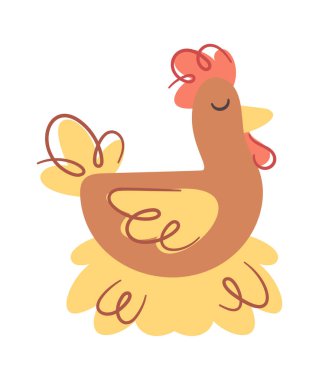 Yuva vektör illüstrasyonunda kuluçkadan çıkan tavuk.