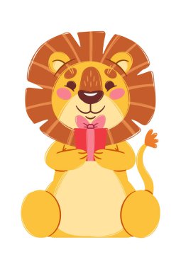 Dost canlısı gülümseyen aslan doğum günü hediyesi.