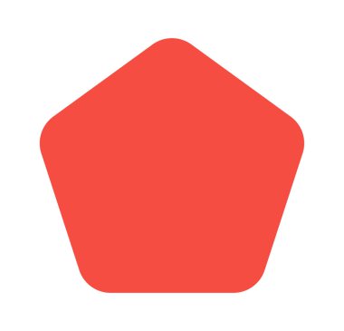 Kırmızı yuvarlak köşeli beşgen geometrik biçim