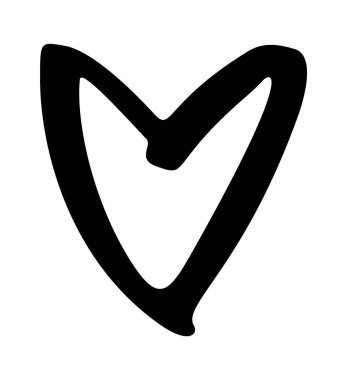 Kalp aşk sembolü, yarım yamalak bir el çizimi.