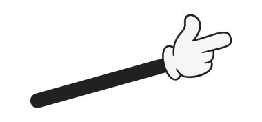 Eldiven takıp, parmak gösteren komik bir el.