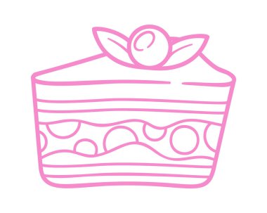 Peynirli kek dilimi tatlı tatlı karalama pembe çizim