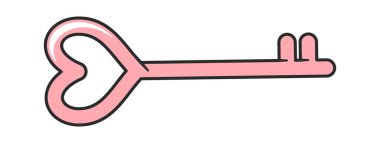 Kalp anahtarı, romantik sembol, çizgi roman tasarımı.