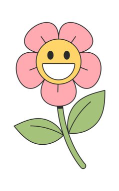 Kawaii papatya çiçeği retro komik romantik maskot