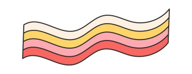 Renkli dekoratif dalgalı kurdele harika hippi tasarımı