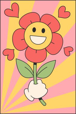 Şirin papatya çiçeği Sevgililer romantik kartı sever