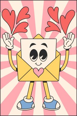 Sevgililer günü kartı harika romantik zarf karakter tasarımı