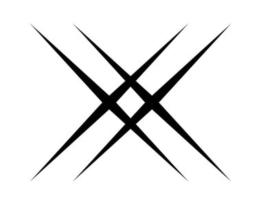 Çizgi yıldız parıltısı dekorasyonu siyah siluet