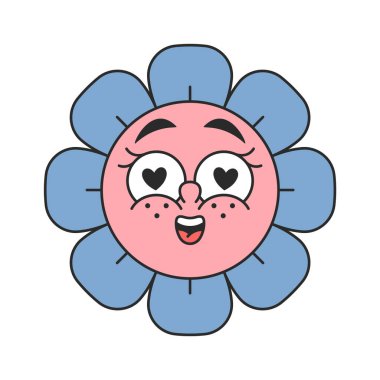 Sevimli papatya çiçeği, aşkı hisseden harika maskot.