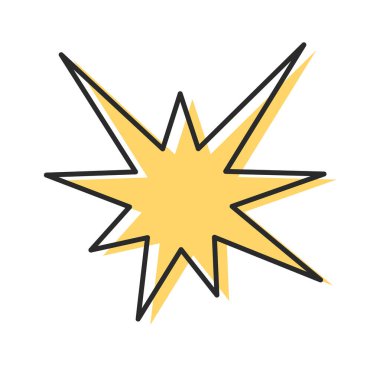 Parlak sarı yıldız patlaması, sivri şekilli, havalı element.