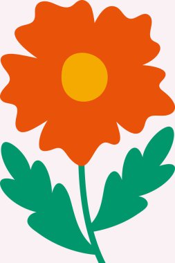 Şirin kırmızı basit çiçek tasarımı dekoratif element