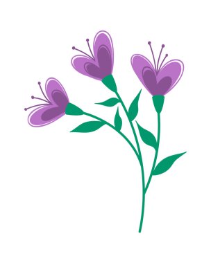 Yabani çiçek, soyut çiçek, mor çiçek, element.