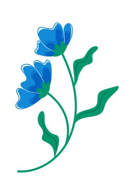 Mavi çiçek güzel çiçek doğal süsleme tasarımı