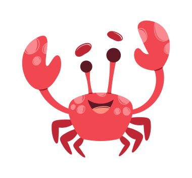 Su altındaki sevimli yengeç. Çocuksu gülümseyen insan.