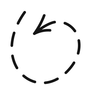 Yuvarlak kesikli ok yönü işaretleyici karalama ögesi