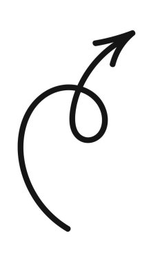 Karalama çizilmiş ince ok işaretçisi siyah karalama