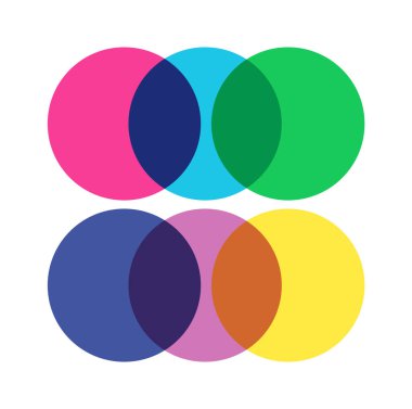 Rastgele daireler üst üste binen risograf geometri estetik deseni