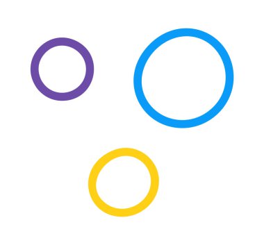 Renkli yuvarlak halkalar üç karikatür karalama elementi